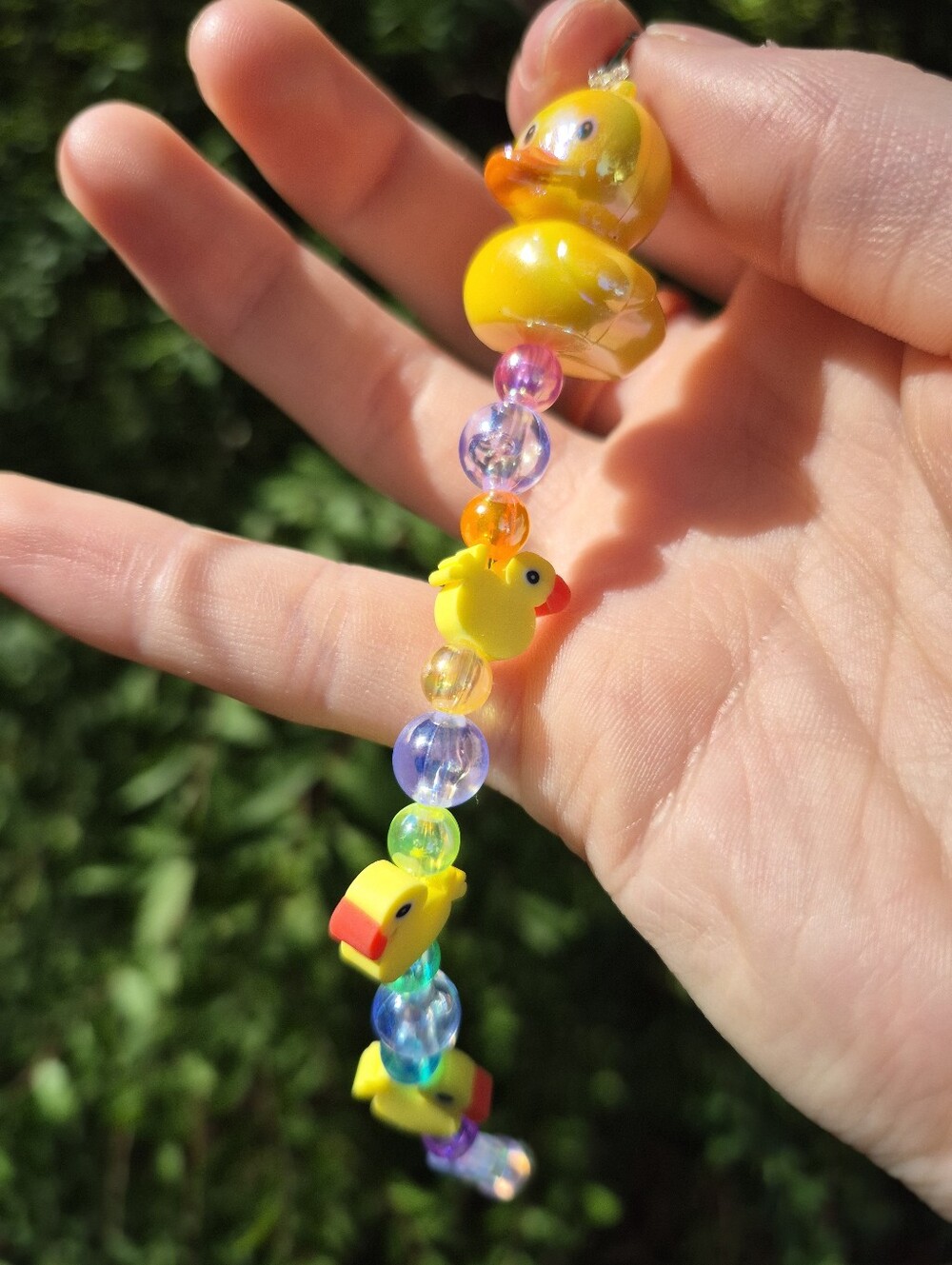 Handcrafted Rainbow Bubble Duck Keychain Charm